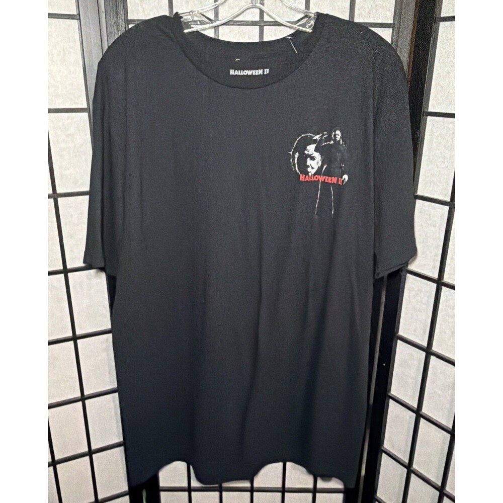 Halloween II Michael Meyers Black Short Sleeve T-Shirt Double Sided Shirt Large